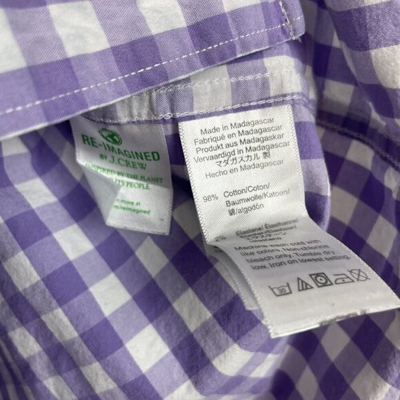 J crew Flex Washed Mens Purple White Plaid Button Up Shirt Slim Fit Size XL - Picture 3 of 4